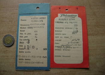 Starocie z PRL - Stare dokumenty = Zestaw 2 metki i paragon z czasów PRL