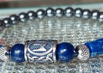 Bransoletka kamienie naturalne Lapis Lazuli Agat hematyt
