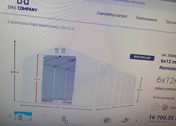 Hala namiotowa 6x12 wys 3.5 m