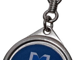 Breloczek reklamowy, metalowy, okrągły, 3,2x8,3cm, Marmasz (Brelok)