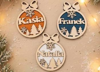 Drewniana bombka na choinkę z imieniem - Świąteczny prezent dekoracja