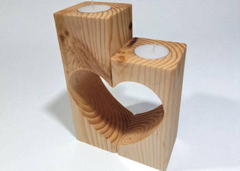 Drewniany Świecznik Serce