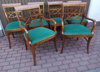 Krzesła-Fotele 6 Komplet ART-DECO Biedermeier Orzech Stare Antyk Po Renowac