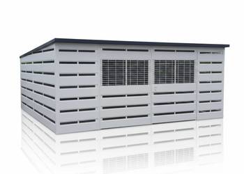 Nowoczesna Wiata Śmietnikowa 4x4 – Biały RAL, Dach jednospadowy