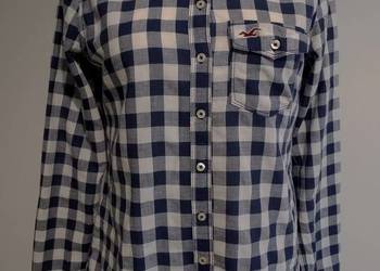 Koszula Biała w Granatową Kratę Bawełniana Hollister M