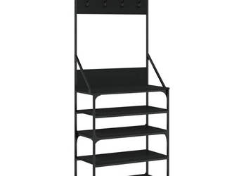 Wieszak na ubrania z miejscem na buty czarny 70x34x184 cm WM-837872