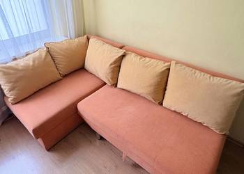 Sofa Kanapa Narożna W Stylu Skandynawskim + Funkcja Spania + Pojemnik
