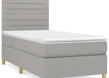 Łóżko kontynentalne z materacem jasnoszare tkanina 80x200 cm WM-3142369