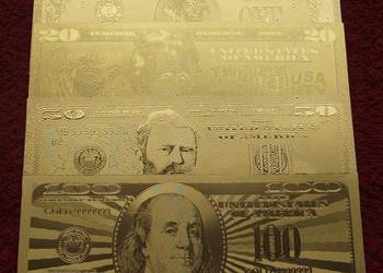 USA DOLLARS 24 KARAT GOLD Banknoty Zestaw - 4 sztuki UNC