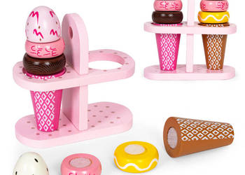 Zestaw drewnianych lodów na rzepy dla dzieci 9 elementów ECOTOYS