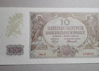 RZADKOŚĆ !!! 10 złotych 1940 s. A !!!