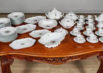 Duży zestaw porcelany Rosenthal sanssouci Grey/pink rose obiad kawa dla 12