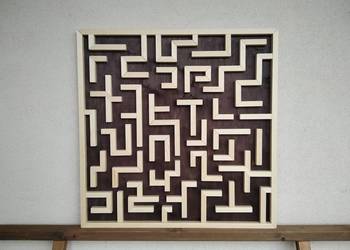 Przestrzenny obraz dekoracja z drewna hand made 76x76 cm