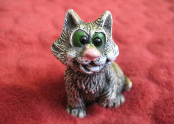 Kot - Stara Figurka - twarda masa - 5 x 5 x 4 cm Rękodzieło