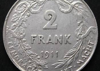 BELGIA 2 FRANKI 1911 - KRÓL ALBERT KOBURG  - SREBRO