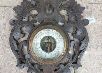 nr9 Stary secesyjny barometr ścienny rzeźbiony