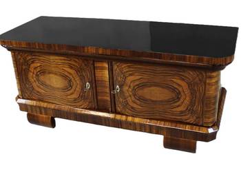 Designerska szafka / niska komoda art - deco / RTV / po renowacji / czerń