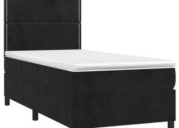 Łóżko z Materacem Kontynentalne Czarne Aksamit LED 90x200 cm WM-3136043