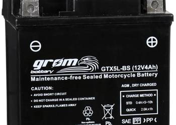 Akumulator motocyklowy 12V 4Ah 80A GROM GTX5L-BS YTX5L-BS
