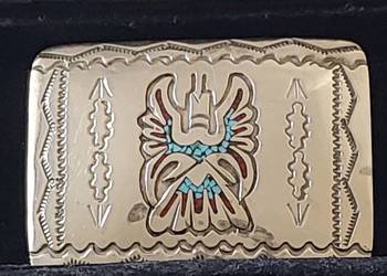 Klamra  Navajo  srebrna ręcznie robiona ,W.C.B,Native American Art