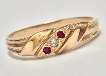 Złoty pierścionek 14K 585 z ametystami i kryształem – klasyk retro, prezent