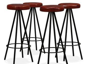vidaXL Stołki barowe, 4 szt., skóra naturalna(SKU:245444)