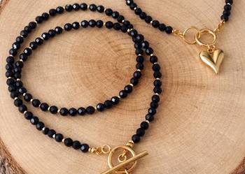 Zestaw naszyjnik bransoletka czarny agat