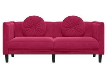 vidaXL Sofa z poduszkami, 2-osobowa, czerwone wino(SKU:372636)