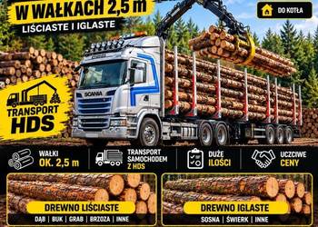 Drewno opałowe w wałkach – liściaste i iglaste, transport HDS