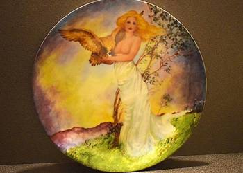 Porcelanowy talerz ozdobny , wytwórni ,,Edwin M Knowles '' z lat 80 tych .