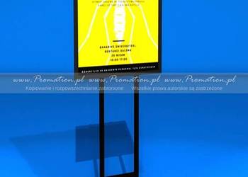 Mobilny czarny stojak na plakat A1 OWZ na kółkach do salonu i sklepu