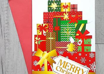 Kartka grająca bożonarodzeniowe z muzyką z kopertą "MERRY Christmas".