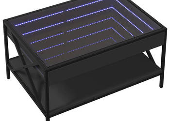 Stolik kawowy z LED Infinity czarny 70x50x38 cm WM-847702