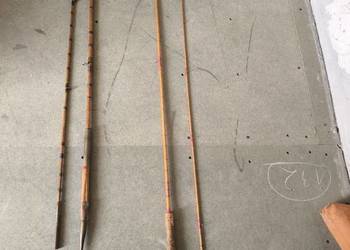 Bardzo stare dwie wędki tzw klejonki ładnie zachowane 2.2m i 2.6m długości