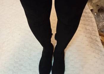 (40) ASOS Design/ Czarne Kozaki za kolano muszkieterki z Londynu, NOWE