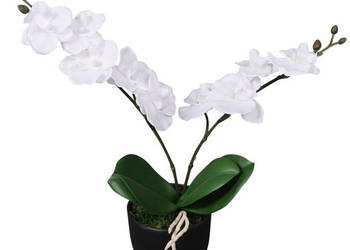 Sztuczna orchidea z doniczką 30 cm kolor biały WM-244420