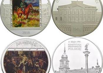 SREBRO 4 x Moneta Kossak Matejko Konstytucja Olszynka Niepodległość Mazurek
