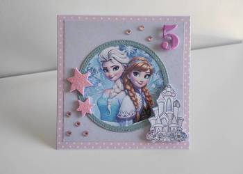 Kartka urodzinowa ręcznie robiona Kraina lodu Anna i Elsa 2 Kartka urodzinowa ręcznie robiona Kraina lodu Anna i Elsa 2