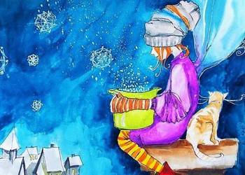Akwarela "Robimy śnieg" artystki plastyka Adriany Laube