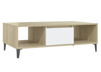 Stolik kawowy biel i dąb sonoma 1035x60x35 cm WM-806027