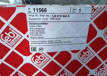 Filtr kabinowy węglowy FEBI 11566 Audi, VW, Seat, Skoda