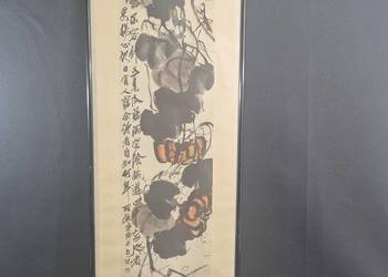 Chiński obraz gwaszowy  Baishi i winorośl , ok. 1920 r.