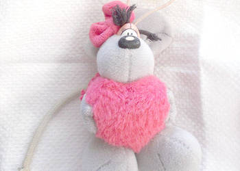 mała maskotka myszka, vintage zawieszka myszka, mała myszka z serduszkiem