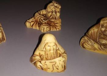 OKAZJA Figurki netsuke, ręcznie rzeźbione 4 szt.