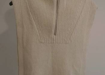 Golf Ponczo Kremowy Sweter bez Rękawów i Boków Kamizelka z Wełną Szal H&M