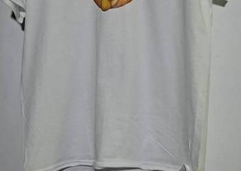 Biała koszulka z nadrukiem emoji cisza L bawełniana