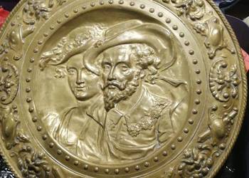Talerz z mosiądzu -portret - Rubens z żoną Izabelą Brandt.
