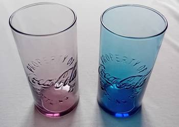 Dwie kolekcjonerskie szklanki Coca Cola Property of Bottling Co. 2 szt.