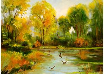 Na spacerze obraz olejny 50cm-50cm dostępny