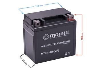 Akumulator Motocyklowy AGM MTX5L-BS 5Ah 80AN P+